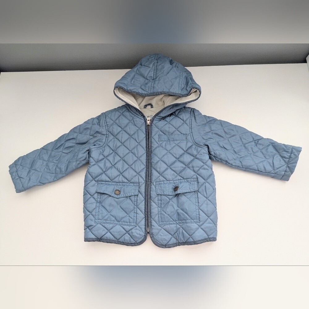 Kids (size 3T) Blue Quilted-Design Hooded Jacket w/Jersey Lining